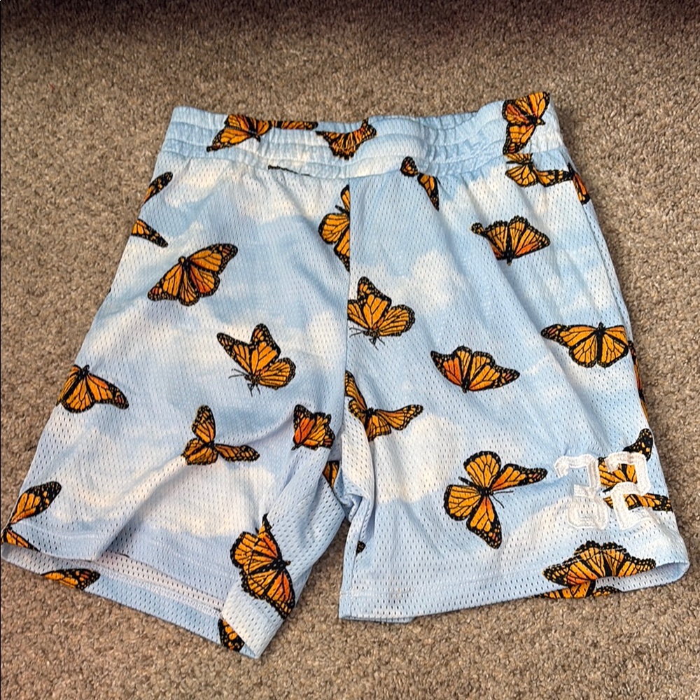 Butterfly Print Mesh Shorts